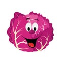 Vector illustration of a funny and smiling purple cabbage in cartoon style Royalty Free Stock Photo