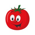 Vector illustration of a funny and smiling tomato in cartoon style