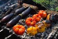 Vegetables on charcoal