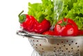 Vegetables in a colander