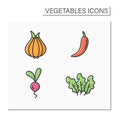 Vegetables color icons set