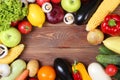 vegetables on a colored background top view. Place to insert text Royalty Free Stock Photo