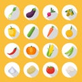 Vegetables Colored Icon Flat Set