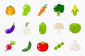 Vegetables colored icon set. Flat Vector illustration line icons set for mobile, web and menu design. Food concept