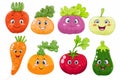 vegetables with cute characters for a children's book or story