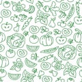 Vegetables diet food background. Vector raw vegetable foods for healthy seamless pattern