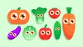 Vegetables doodles with cute character