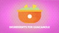 Vegetables drawn in a stylized way, for the representation of the recipe of guacamole