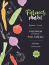 Vegetables farmer market sketch poster. Vector design template o Royalty Free Stock Photo