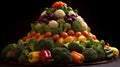 Vegetables in the form of a pyramid on a black background Royalty Free Stock Photo