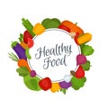 Vegetables frame. Healthy food. Organic food. Flat style, vector