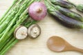 Vegetables frame: Mushroom, onion, asparagus