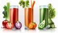 Vegetables Fresh Juice Drinks Isolated On White Background - Generative AI Royalty Free Stock Photo