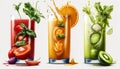 Vegetables Fresh Juice Drinks Isolated On White Background - Generative AI Royalty Free Stock Photo