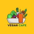Vegetables and Fruit Illustration, good for Vegan symbol or Logo. Fun branding