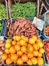 vegetables and fruit side by side in the shop