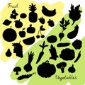 Vegetables and fruit silhouettes.