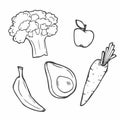 Vegetables, fruits, berries. Doodle sketch style Royalty Free Stock Photo