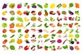 Fruits, vegetables, berries and spices or mushrooms vector isolated icons set Royalty Free Stock Photo