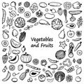 Vegetables and Fruits Doodle Frame