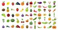 Vegetables and fruits face set.