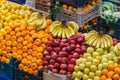 Vegetables and fruits in food stall of Turkish bazaar Royalty Free Stock Photo