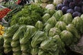 Vegetables and fruits in food stall of Turkish bazaar Royalty Free Stock Photo