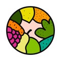 Vegetables and fruits hand drawn logotype logo for prints posters t shirts branding fruit store bar vegan restaurant
