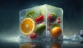 vegetables and fruits after harvest in an ice cube