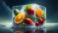 vegetables and fruits after harvest in an ice cube