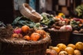 vegetables and fruits in a huge container, in a trash can.