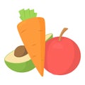 Vegetables and fruits icon, cartoon style Royalty Free Stock Photo