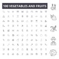 Vegetables and fruits line icons, signs, vector set, outline illustration concept Royalty Free Stock Photo