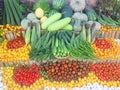 Vegetables and Fruits. Ripe fresh vegetables, organic seasonal background Royalty Free Stock Photo