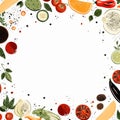vegetables and fruits in a round frame on a white background Royalty Free Stock Photo