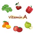 Vegetables and fruits set of Vitamin A Royalty Free Stock Photo