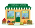 Vegetables and fruits shop exterior building Royalty Free Stock Photo