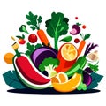 Vegetables and fruits. Vector illustration of vegetables and fruits. Generative AI