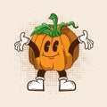 trendy retro cartoon style Vegetables Funny cartoon characters Groovy hippie 70s