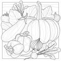 Vegetables in the garden.Coloring book antistress for children and adults.