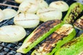 Vegetables grill marinade bbq healthy,  grilling fire Royalty Free Stock Photo