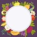 Vegetables hand drawn cartoon circular frame