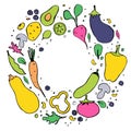 Vegetables. Healthy nutrition flat hand drawn illustration. Vegan day