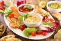 Vegetables and hummus dips