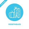 vegetables icon vector from charity elements collection. Thin line vegetables outline icon vector illustration. Linear symbol for