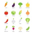 Vegetables icons collection set, Color simple flat design, Isolated on white background, Vector Illustration. Royalty Free Stock Photo