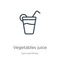 Vegetables juice icon. Thin linear vegetables juice outline icon isolated on white background from gym and fitness collection.