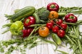 set of vegetables consisting of cucumbers, parsley and mint with tomatoes and cauliflower Royalty Free Stock Photo