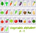 Vegetables. A large collection of characters. The alphabet is all letters in English. Interactive flashcards for kids Royalty Free Stock Photo