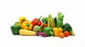 Vegetables made of coloured plasticine clay isolated on a white background